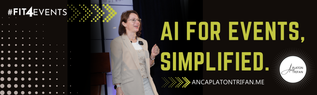 AI for events, simplified. AI speaker banner_black & white. copy